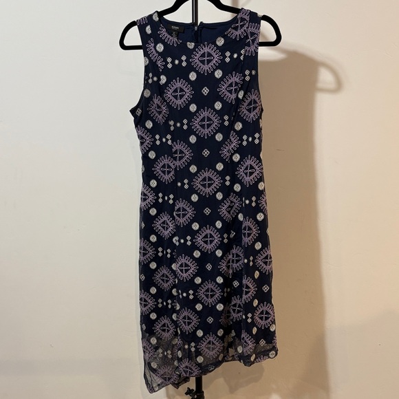 Alfanni Petite Embroidered Shift Dress Navy Blush Sleeveless Size 6P - Picture 2 of 6